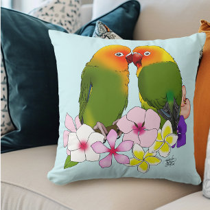 Liebesvögel Tropische Blume Kissen