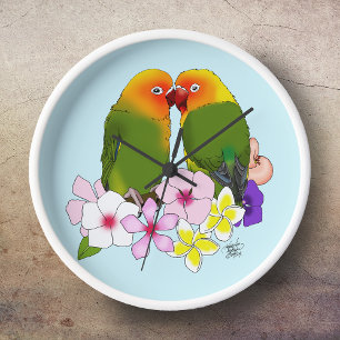 Liebesvögel Tropische Blume Uhr