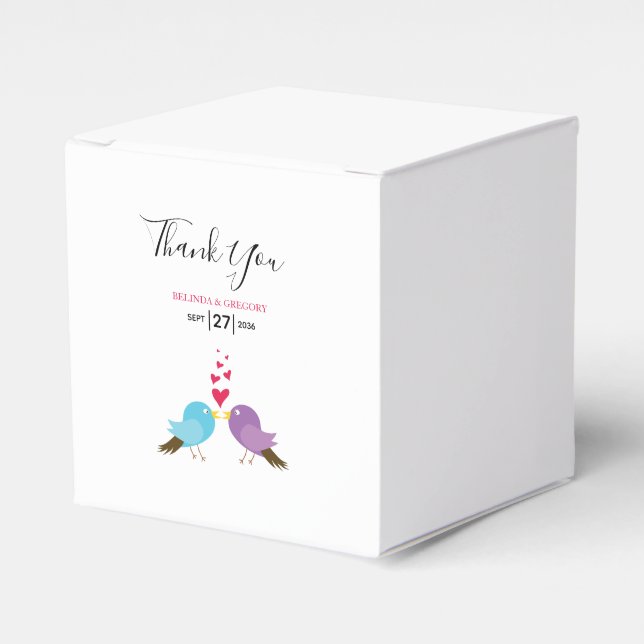 Liebesvögel und Herz-Hochzeit Geschenkschachtel (Vorderseite)