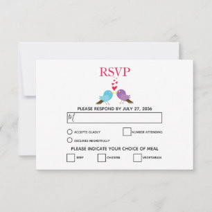 Liebesvögel und Herz-Hochzeit-RSVP-Karten RSVP Karte