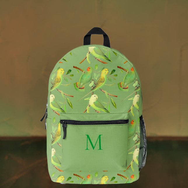Liebesvögel und -paraket - mit Monogramm Bedruckter Rucksack (Von Creator hochgeladen)