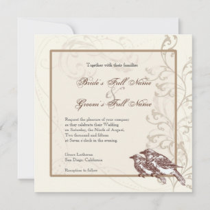 Liebesvögel und Spitze - Hochzeitseinladung Einladung