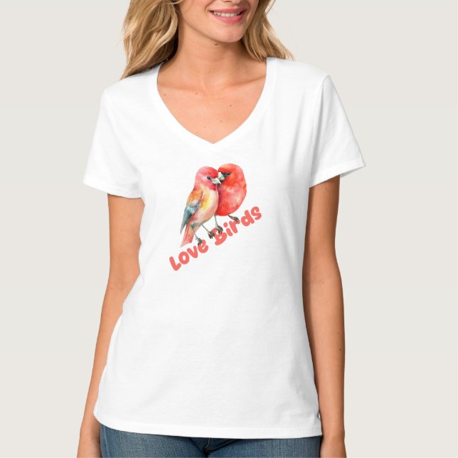Liebesvögel Valentinstag T-Shirt (Vorderseite)