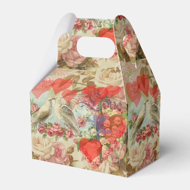 Liebesvögel Vintag antikes Herz Geschenkschachtel (Vorderseite)