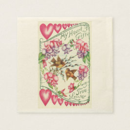 Liebesvögel Vintag Valentinstag Zeitung Napkins Serviette
