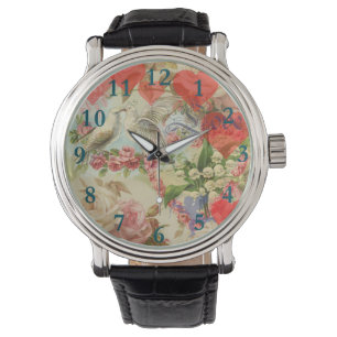 Liebesvögel Vintage Antike Herz Armbanduhr