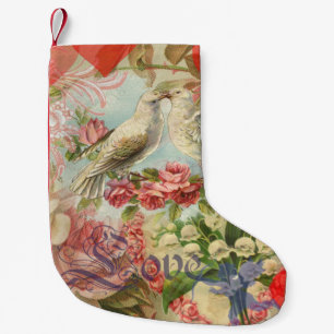 Liebesvögel Vintage Antike Herz Kleiner Weihnachtsstrumpf