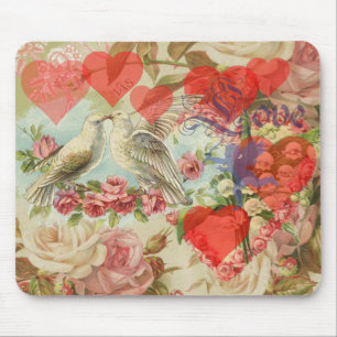 Liebesvögel vintage antike Herz Liebe Mousepad