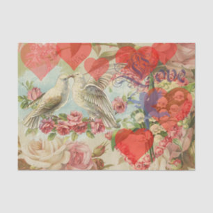 Liebesvögel Vintage Antike Herz Seidenpapier