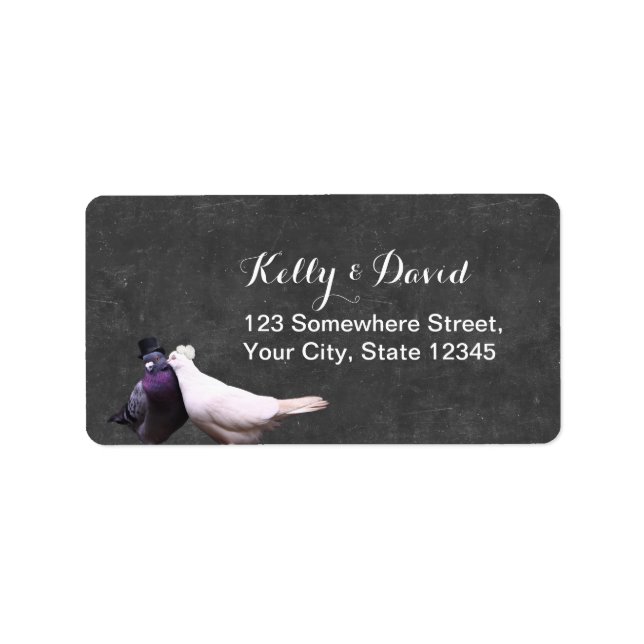 Liebesvogel Vintage Chalkboard-Hochzeit Adressaufkleber (Vorne)
