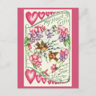 Liebesvögel Vintage Valentinstag-Postkarte Feiertagspostkarte