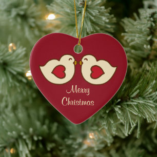Liebesvögel-Weihnachtsschmuck Keramik Ornament