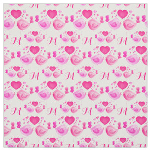 Liebesvögel zeichnen monogramm-rosa Wiederholungsm Stoff