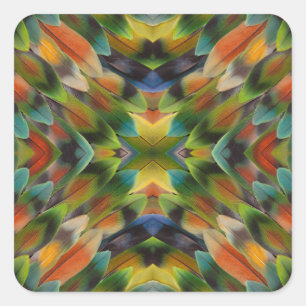 Liebesvogelfeder-Kaleidoskop Quadratischer Aufkleber