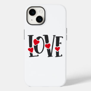 Liebeswort Kunst Herzen Rot Schwarz Valentinstag Case-Mate iPhone 14 Hülle