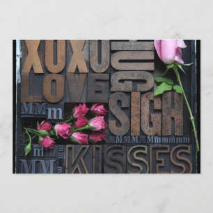 Liebeswörter in Letterpress-Einladung Einladung