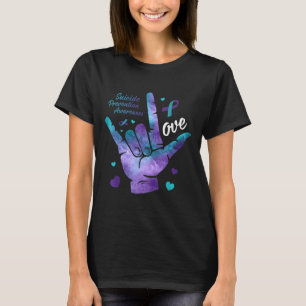 Liebeszeichen Türkis & Lila Band Suizidprävention T-Shirt