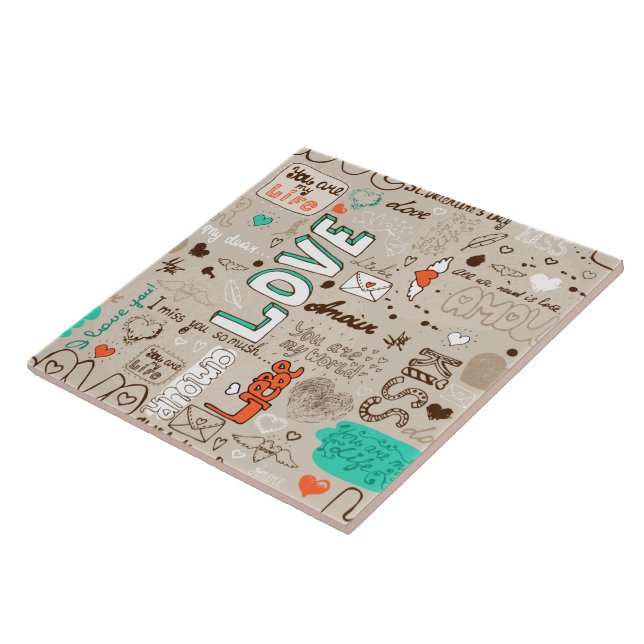 Liebeszitate-Doodle-Muster Fliese (Seite)