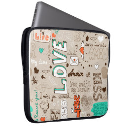 Liebeszitate-Doodle-Muster Laptopschutzhülle