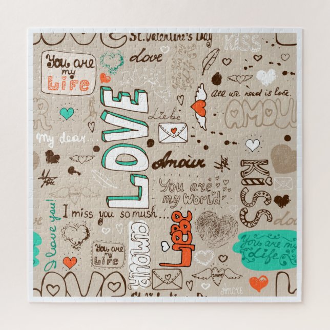 Liebeszitate-Doodle-Muster Puzzle (Vertikal)