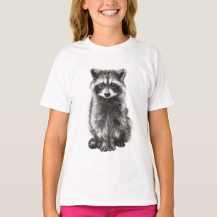 Liebevoll gezeichneter Waschbär in Kohle für Kinde T-Shirt