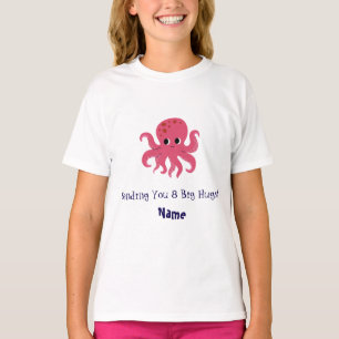 Liebevoll süße rosa Oktopus Kawaii Illustration T-Shirt