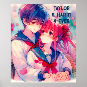 Liebevolle Anime Valentinstag Personalisiert Poster