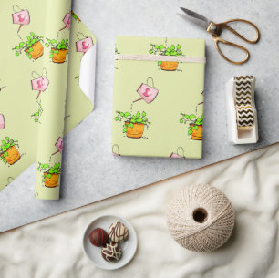 Liebevolle Bewässerung, Glückliche Zimmerpflanze Geschenkpapier