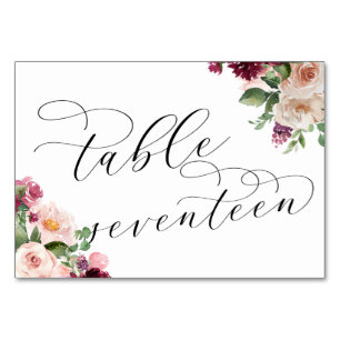 Liebevolle elegante Kalligrafie Hochzeitsempfang 1 Tischnummer