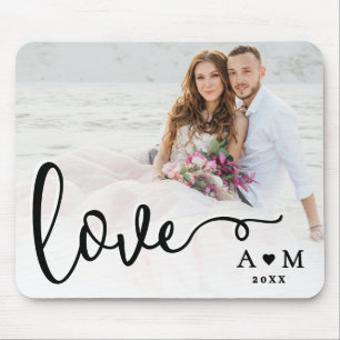 Liebevolle elegante Skript-Paar-Foto Mousepad