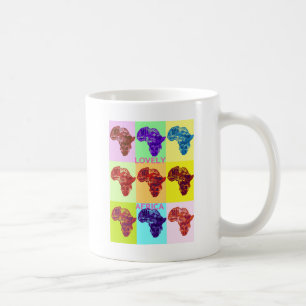 Liebevolle Farbige Afrika-Karte Pop-Art-Design Tasse