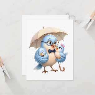 Liebevolle Grußkarte Blaue Vogel Vater Karte