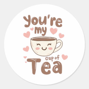 Liebevolle Kawaii-Tasse der Liebe Runder Aufkleber