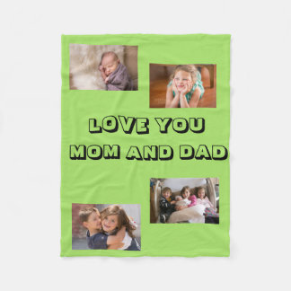 Liebevolle Mama Papa 4 Fotos Sans Serif Schrift Fleecedecke