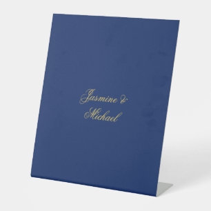 Liebevolle Schicke Kalligrafie-Paarnamen Blau & Go Sockelschild