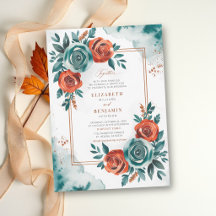 Liebevolle teal-orange moderne elegante Hochzeit i