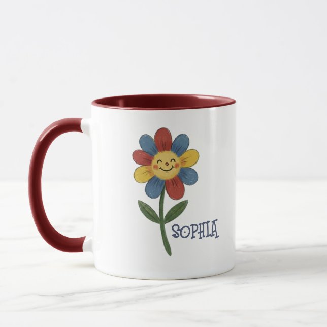 Liebevoller benutzerdefinierter Name Glückliche Bl Tasse (Links)