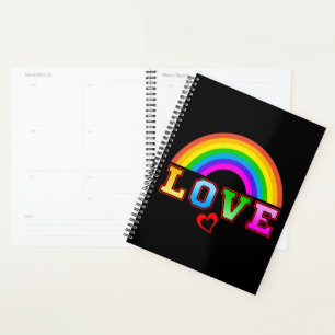 Liebevoller Bunter Regenbogen Rotes Herz Planer