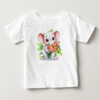 Liebevoller Elefanten-Blumenstrauß Baby- & Kinder- Baby T-shirt