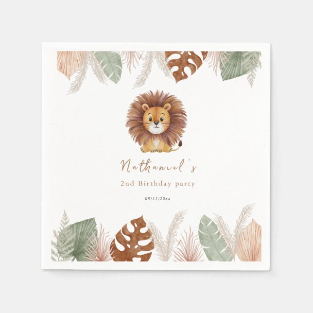 Liebevoller Fluffiger Löwe Geburtstag Serviette (Vorderseite)