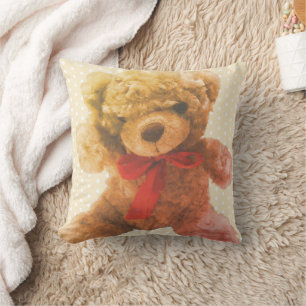 Liebevoller Hellbrauner Vintage-Teddybär-Nursery Kissen