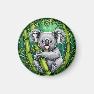 Liebevoller Koala umarmt Bambusstange Magnet