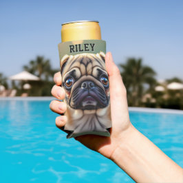 Liebevoller Pug Nahaufnahme | Süßer Hund Personali Selters Dosenkühler