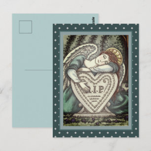 LIEBEVOLLER SCHUTZENGEL, FRIEDHOFSTRAUERKUNST RIP POSTKARTE