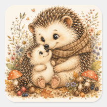 Liebevoller Vater Igel und Baby Kuschel Umarmung