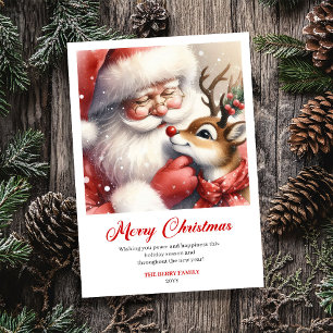 Liebevoller Weihnachtsgruß von Santa und Rudolph Feiertagskarte