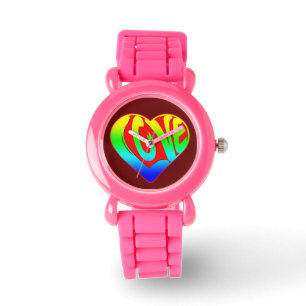 Liebevolles buntes Herz Valentinstag Armbanduhr