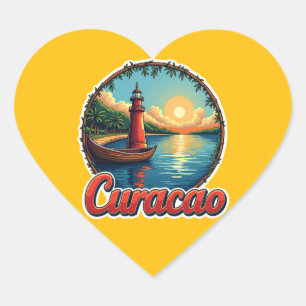 Liebevolles Curaçao ABC Insel Herz-Aufkleber