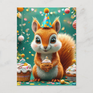 Liebevolles Geburtstag-Eichhörnchen Postkarte