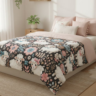 Liebevolles Lamm-Blumen-Kinderzimmer-Decke Fleecedecke